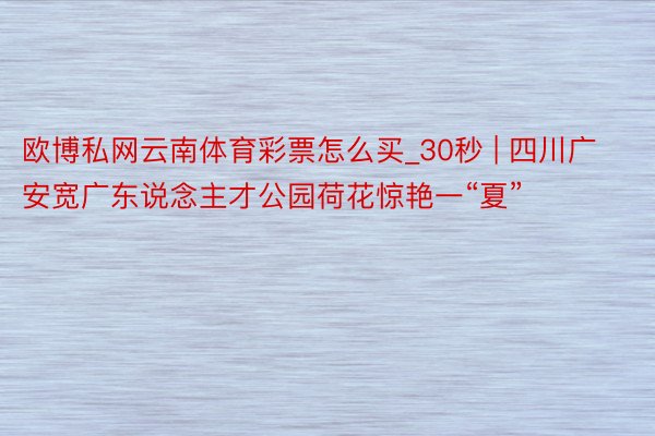 欧博私网云南体育彩票怎么买_30秒 | 四川广安宽广东说念主才公园荷花惊艳一“夏”