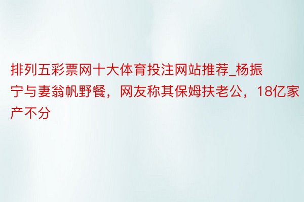 排列五彩票网十大体育投注网站推荐_杨振宁与妻翁帆野餐，网友称其保姆扶老公，18亿家产不分