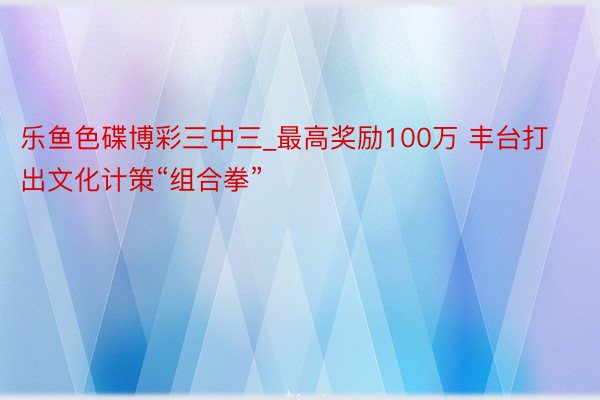 乐鱼色碟博彩三中三_最高奖励100万 丰台打出文化计策“组合拳”