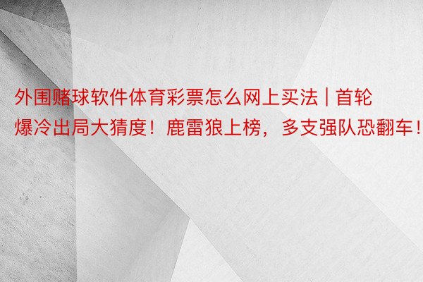 外围赌球软件体育彩票怎么网上买法 | 首轮爆冷出局大猜度！鹿雷狼上榜，多支强队恐翻车！