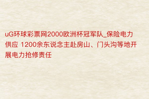 uG环球彩票网2000欧洲杯冠军队_保险电力供应 1200余东说念主赴房山、门头沟等地开展电力抢修责任