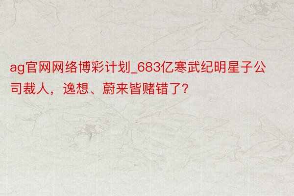 ag官网网络博彩计划_683亿寒武纪明星子公司裁人，逸想、蔚来皆赌错了？