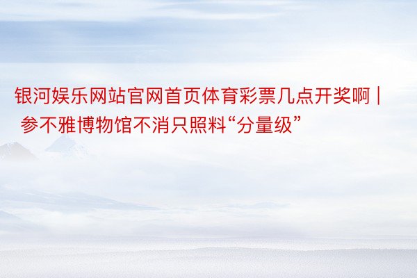 银河娱乐网站官网首页体育彩票几点开奖啊 | 参不雅博物馆不消只照料“分量级”