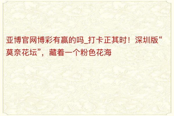 亚博官网博彩有赢的吗_打卡正其时！深圳版“莫奈花坛”，藏着一个粉色花海