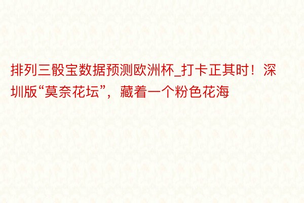 排列三骰宝数据预测欧洲杯_打卡正其时！深圳版“莫奈花坛”，藏着一个粉色花海
